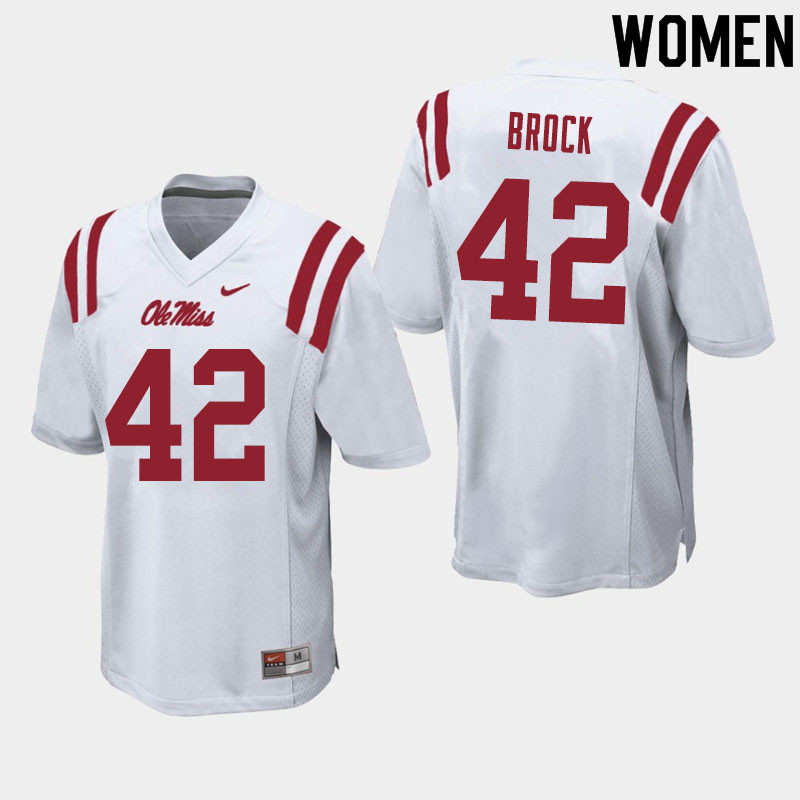 Brooks Brock Ole Miss Rebels NCAA Women's White #42 Stitched Limited College Football Jersey PFH6358CT